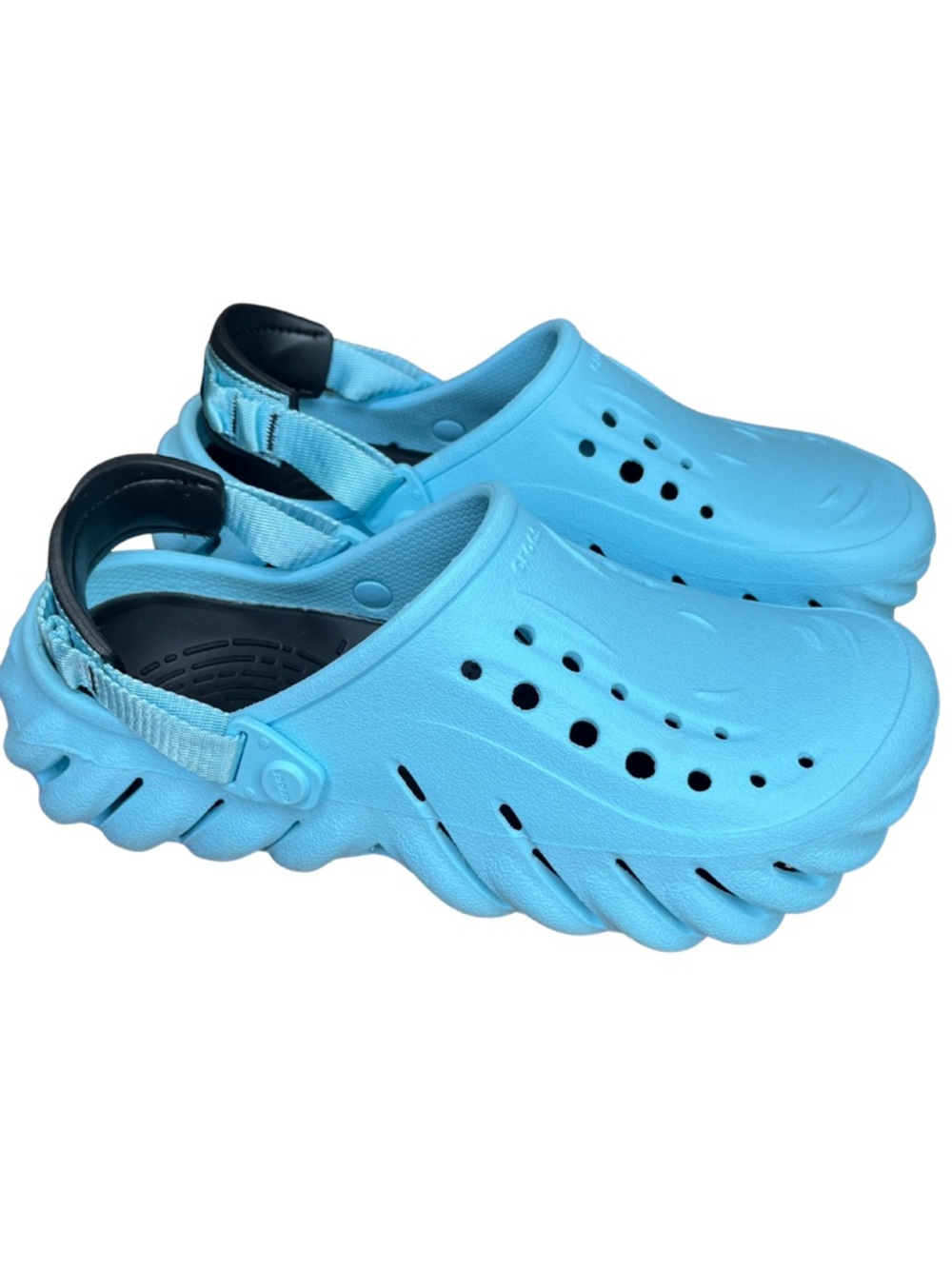 Crocs Echo Clog Blue Black Adjustable Strap Men’s 8 Women’s 10